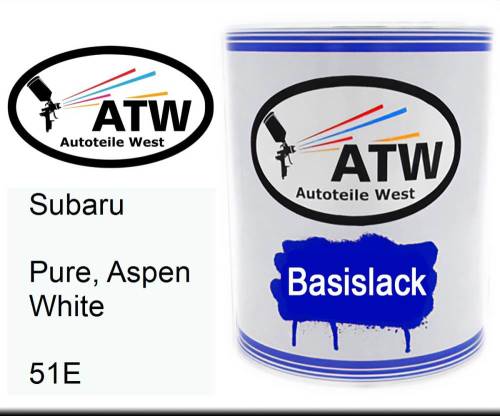 Subaru, Pure, Aspen White, 51E: 1L Lackdose, von ATW Autoteile West.